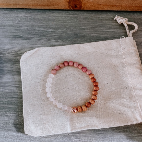 Gemstone Bracelet-Rhodonite, Rose Quartz, Rosewood - Picture 3 of 5